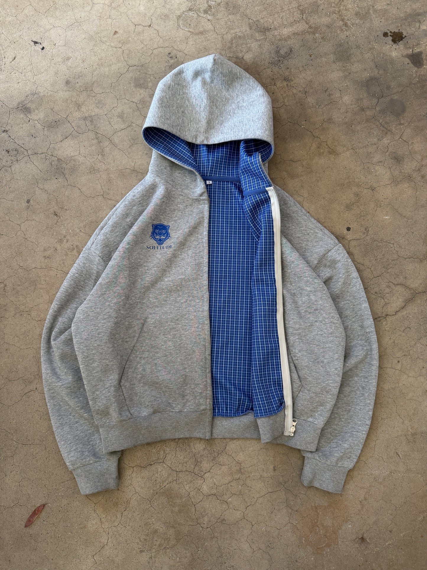 Plaid cropped zip-up